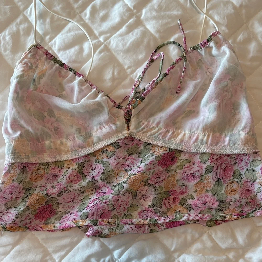Princess Polly Emilee Top Pink Floral Cami Crop size 10 - Picture 7 of 11